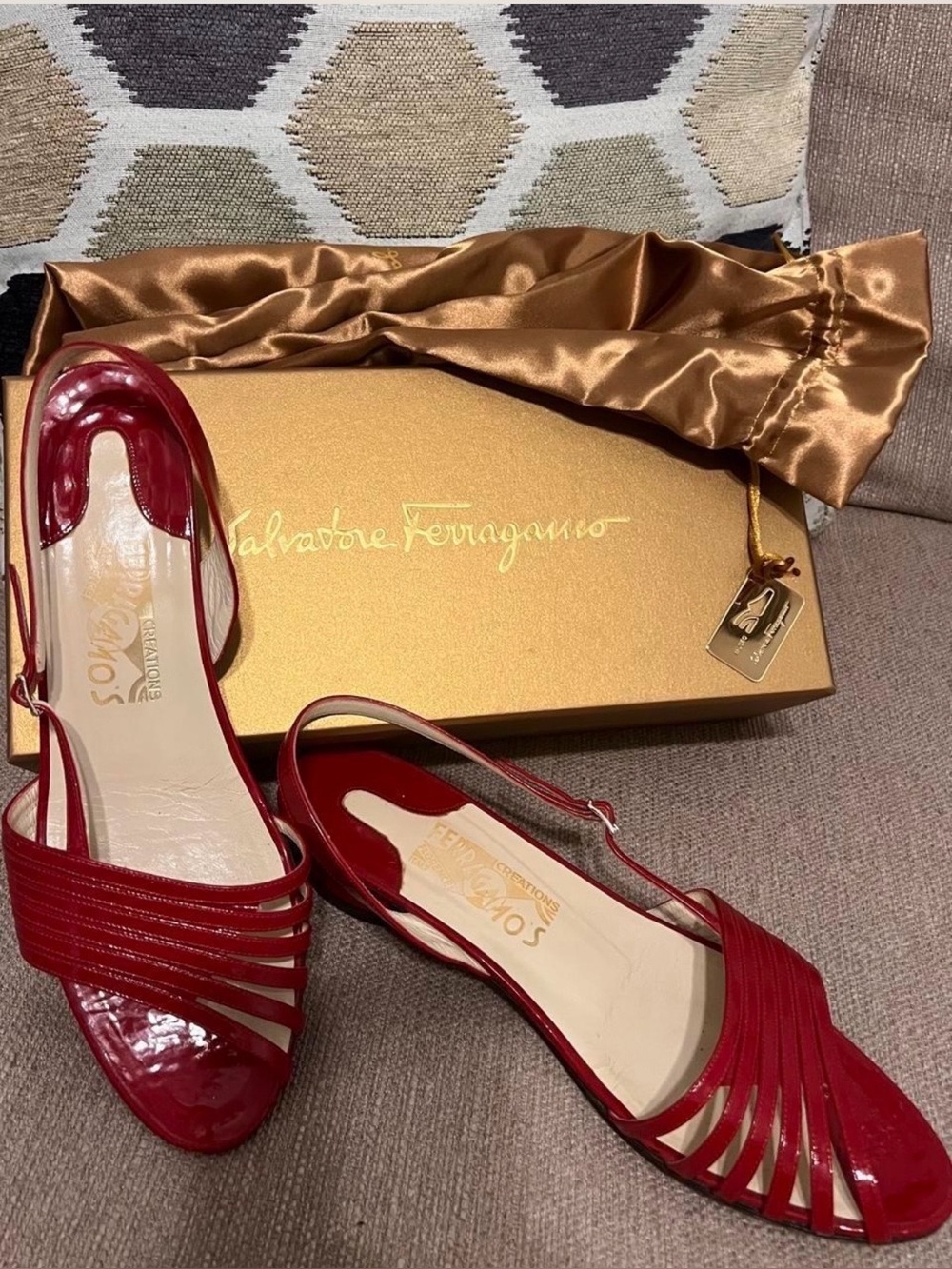 Vintage Salvatore Ferragamo Creations Red Sandals Approx 9.5 Limited Edition
